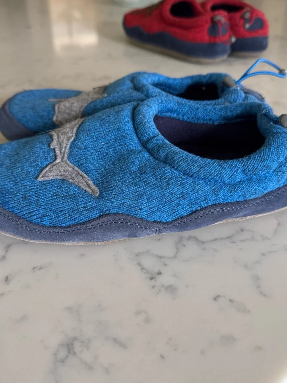 L.L. Bean Blue Kids Shark Slip-On slippers